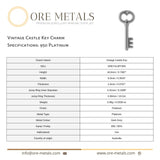 950 Platinum - Vintage Castle Key Charm