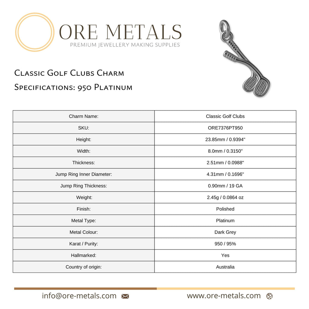 950 Platinum - Classic Golf Clubs Charm