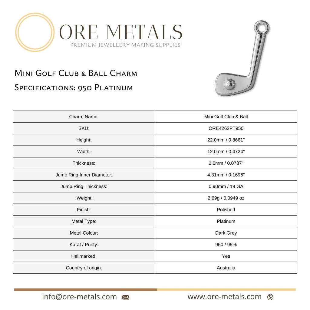 950 Platinum - Mini Golf Club & Ball Charm