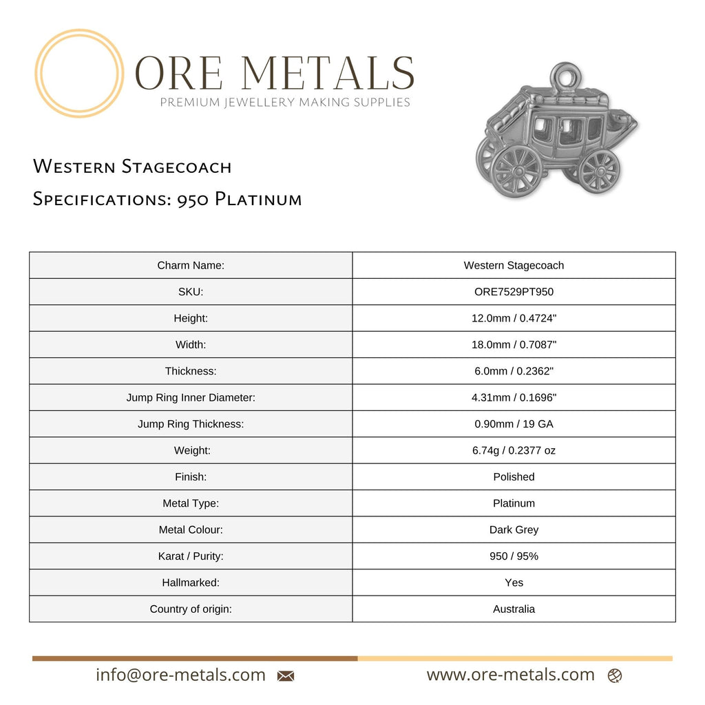 950 Platinum - Western Stagecoach Charm