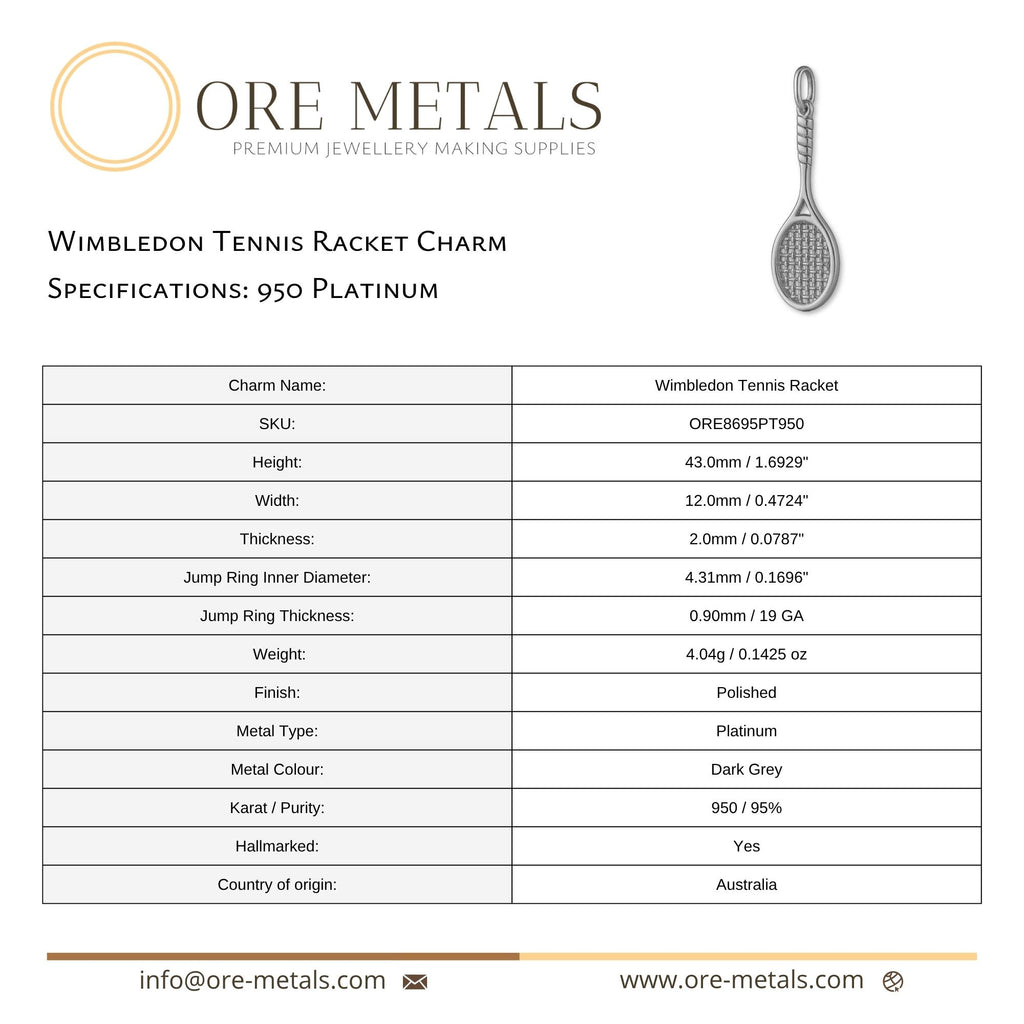 950 Platinum - Wimbledon Tennis Racket Charm