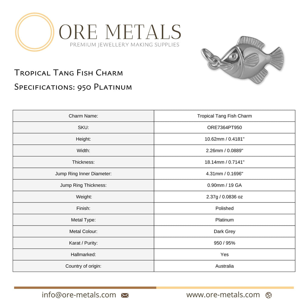950 Platinum - Tropical Tang Fish Charm
