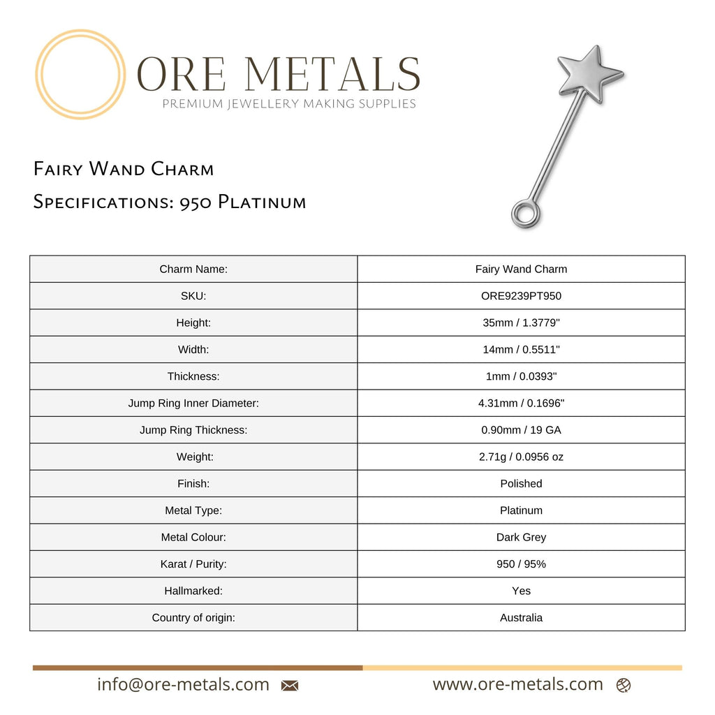 950 Platinum - Fairy Wand Charm