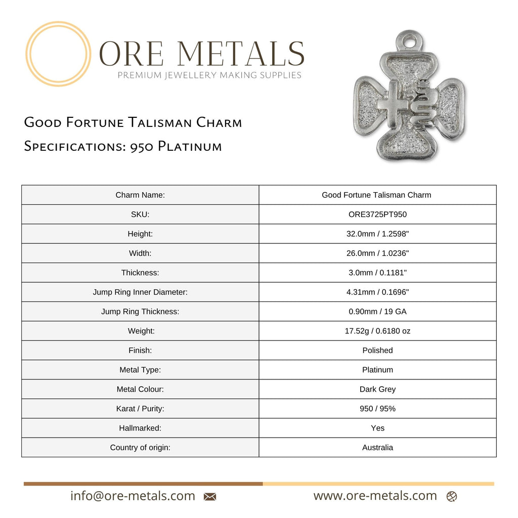 950 Platinum - Good Fortune Talisman Charm