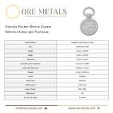 950 Platinum - Vintage Pocket Watch Charm