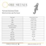 950 Platinum - Textured Seahorse Charm