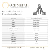 950 Platinum - Bow Toe Stiletto Pair Charm
