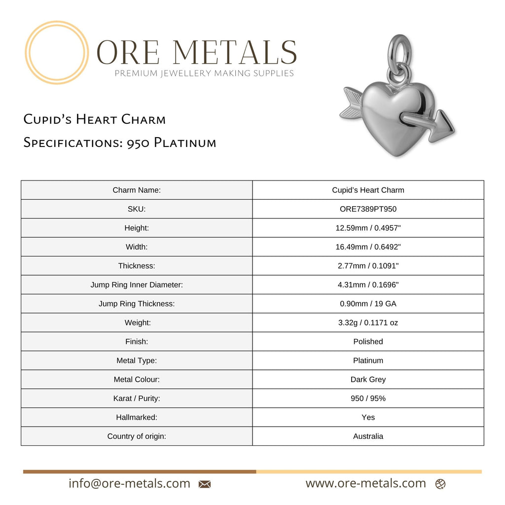950 Platinum - Cupid’s Heart Charm