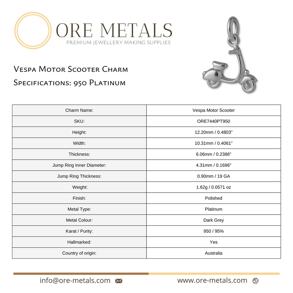 950 Platinum - Vespa Motor Scooter Charm