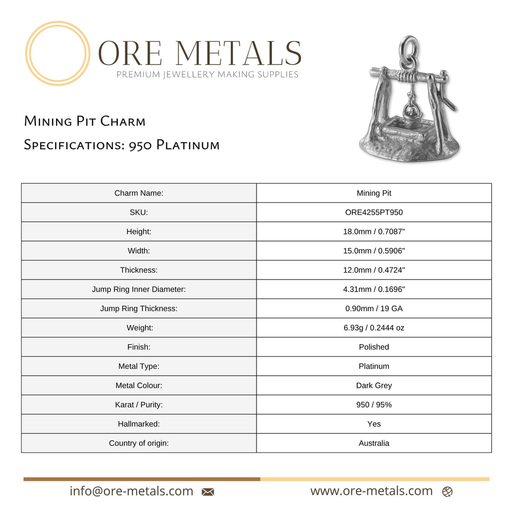 950 Platinum - Mining Pit Charm