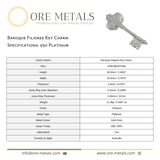 950 Platinum - Baroque Filigree Key Charm