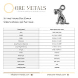 950 Platinum - Sitting Hound Dog Charm