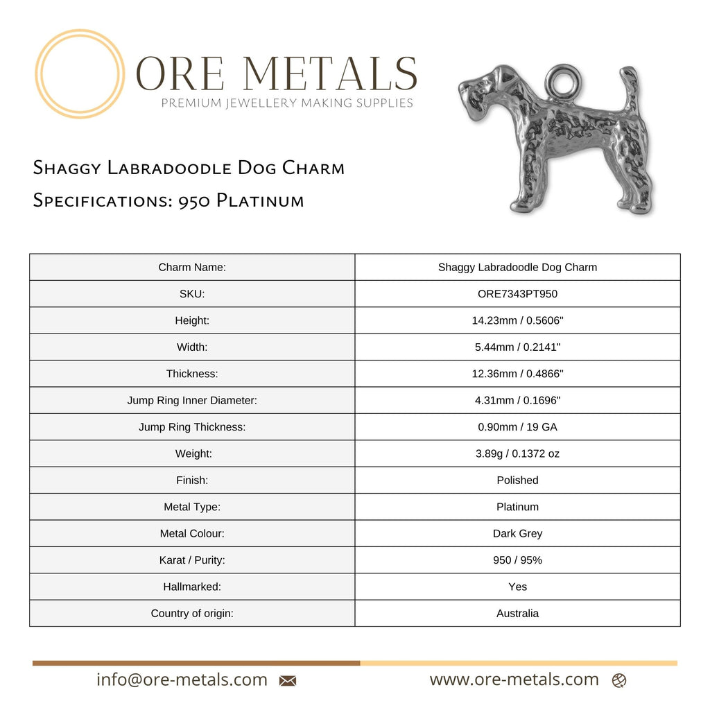 950 Platinum - Shaggy Labradoodle Dog Charm