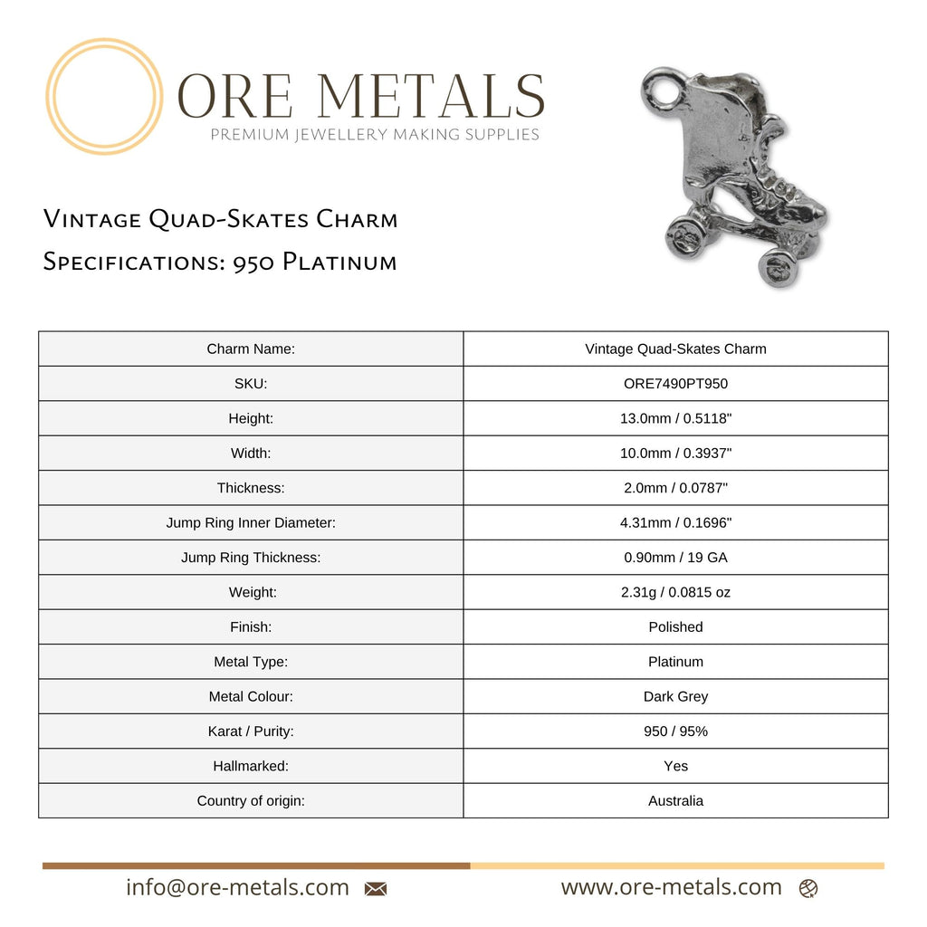 950 Platinum - Vintage Quad-Skates Charm