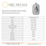 950 Platinum - Rectangle Virgin Mary Amulet Charm