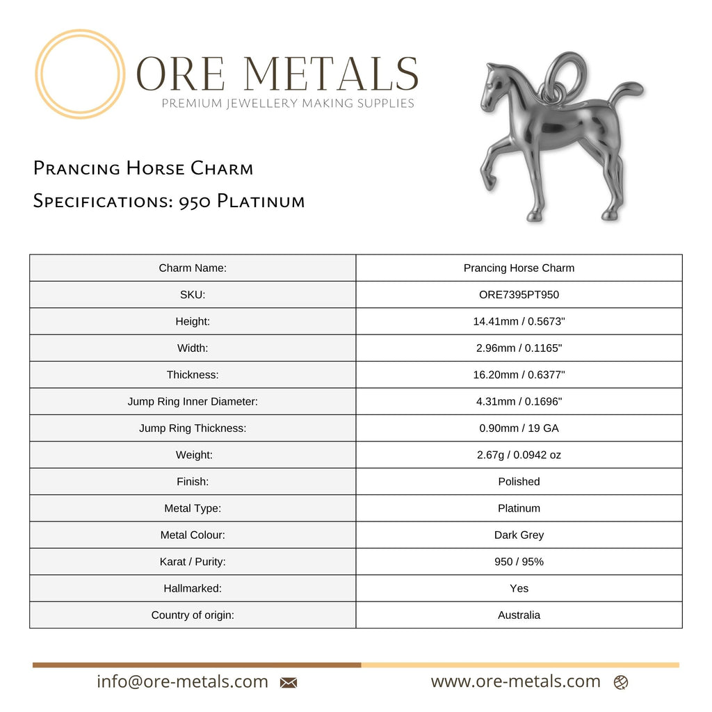 950 Platinum - Prancing Horse Charm