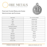 950 Platinum - Four Leaf Clover Medallion Charm