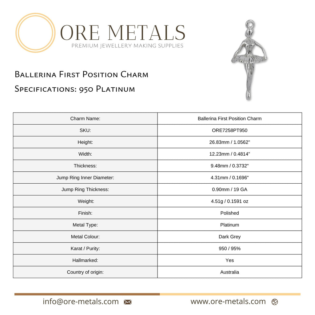 950 Platinum Ballerina - First Position Charm