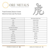 950 Platinum - Tiger Chinese Zodiac Charm