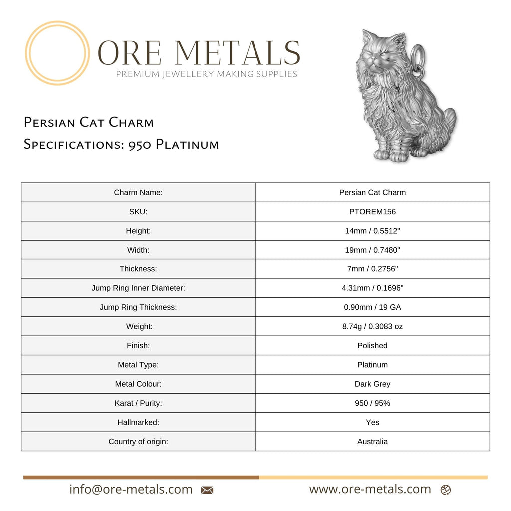 950 Platinum - Persian Cat Charm