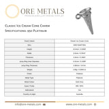 950 Platinum - Classic Ice Cream Cone Charm