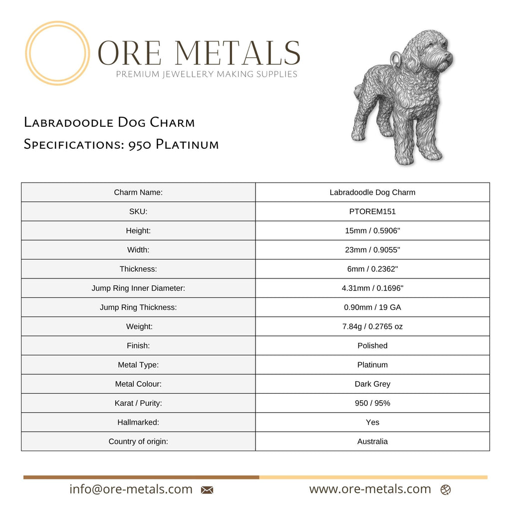 950 Platinum - Labradoodle Dog Charm