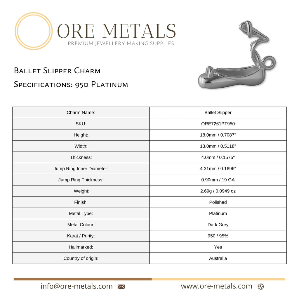 950 Platinum - Ballet Slipper Charm