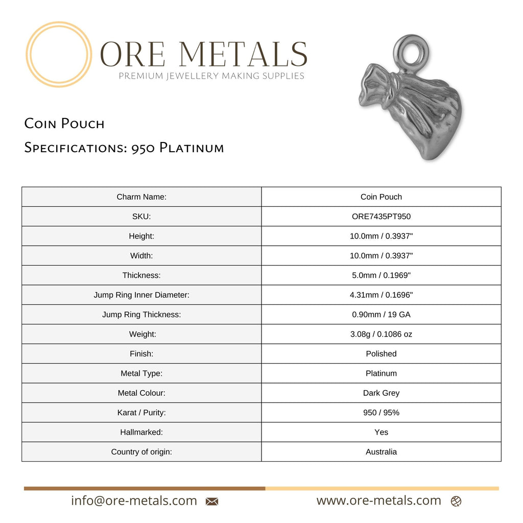 950 Platinum - Coin Pouch Charm