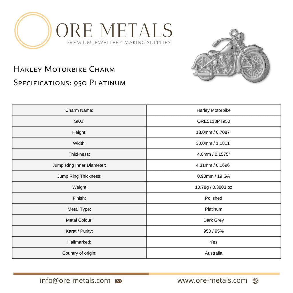 950 Platinum - Harley Motorbike Charm
