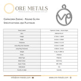 950 Platinum - Capricorn Zodiac Round Charm