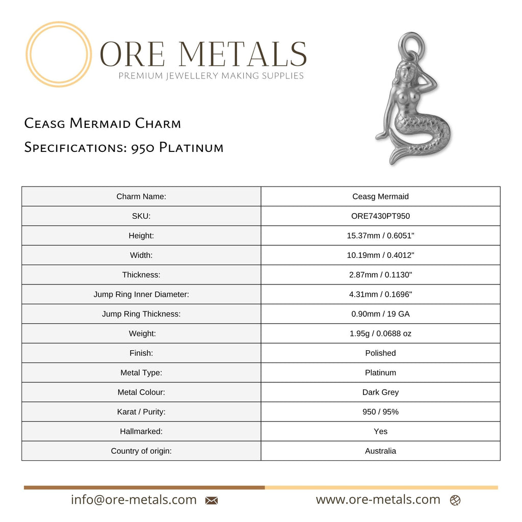 950 Platinum - Ceasg Mermaid Charm