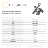 950 Platinum - Bowling Ball and Pins Charm