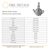 950 Platinum - Ornate Teapot Charm