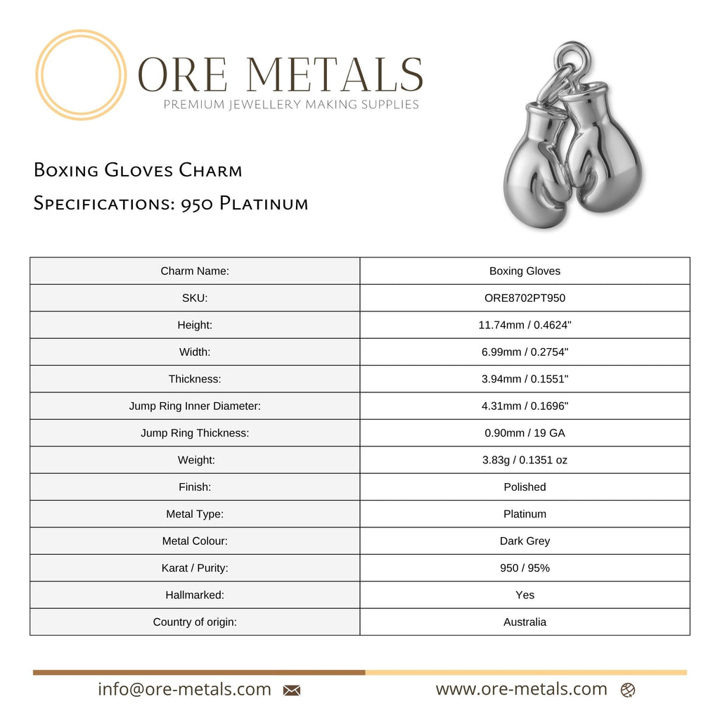 950 Platinum - Boxing Gloves Charm