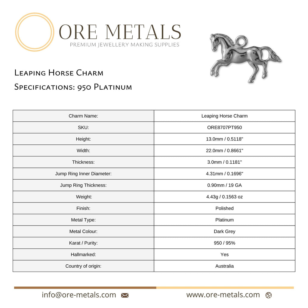950 Platinum - Leaping Horse Charm