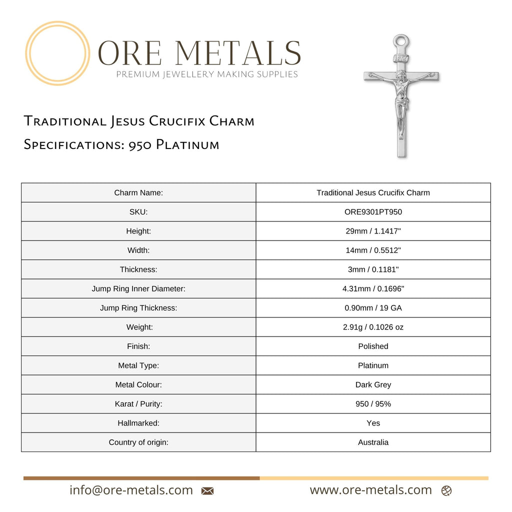 950 Platinum - Traditional Jesus Crucifix Charm