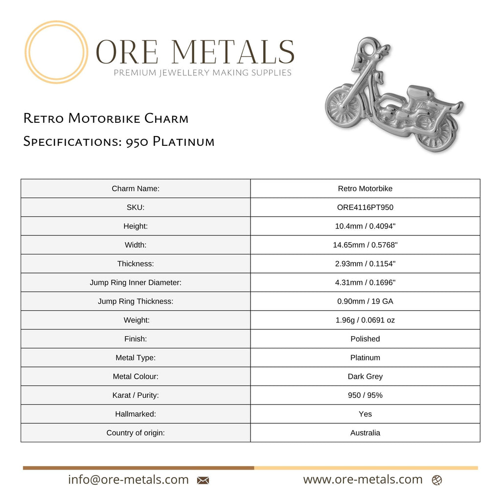 950 Platinum - Retro Motorbike Charm