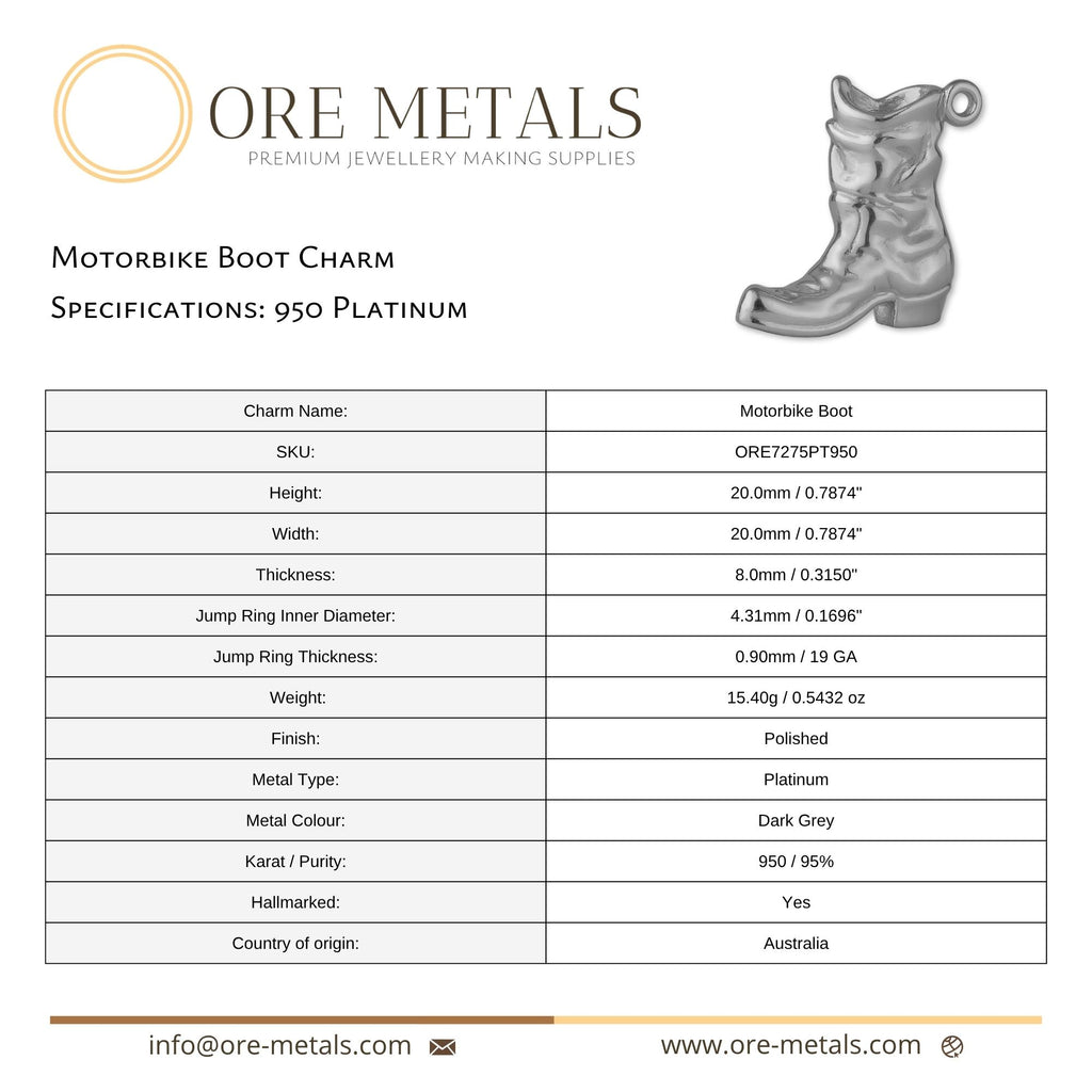 950 Platinum - Motorbike Boot Charm