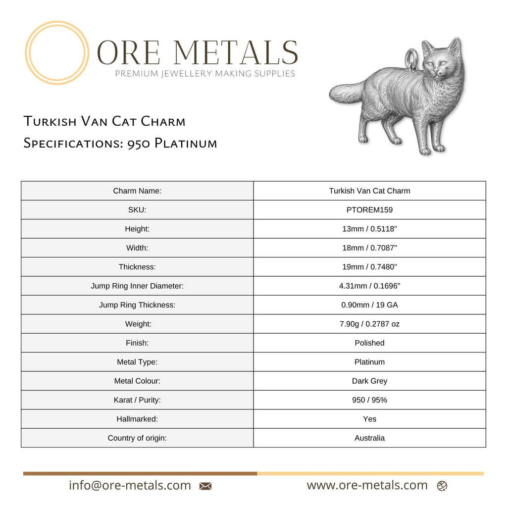 950 Platinum - Turkish Van Cat Charm