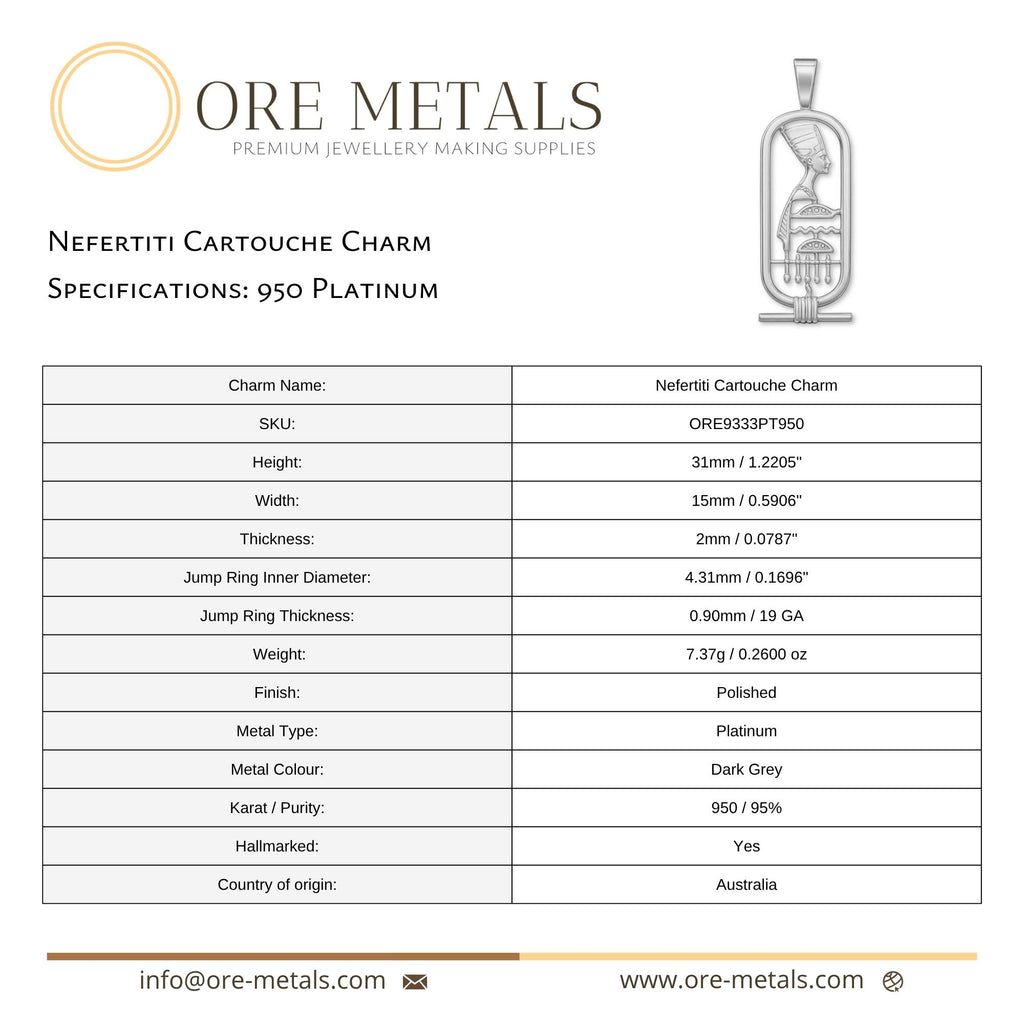 950 Platinum - Nefertiti Cartouche Charm
