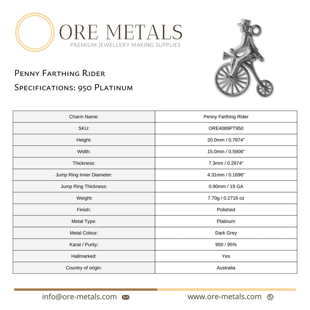 950 Platinum - Penny Farthing Rider Charm