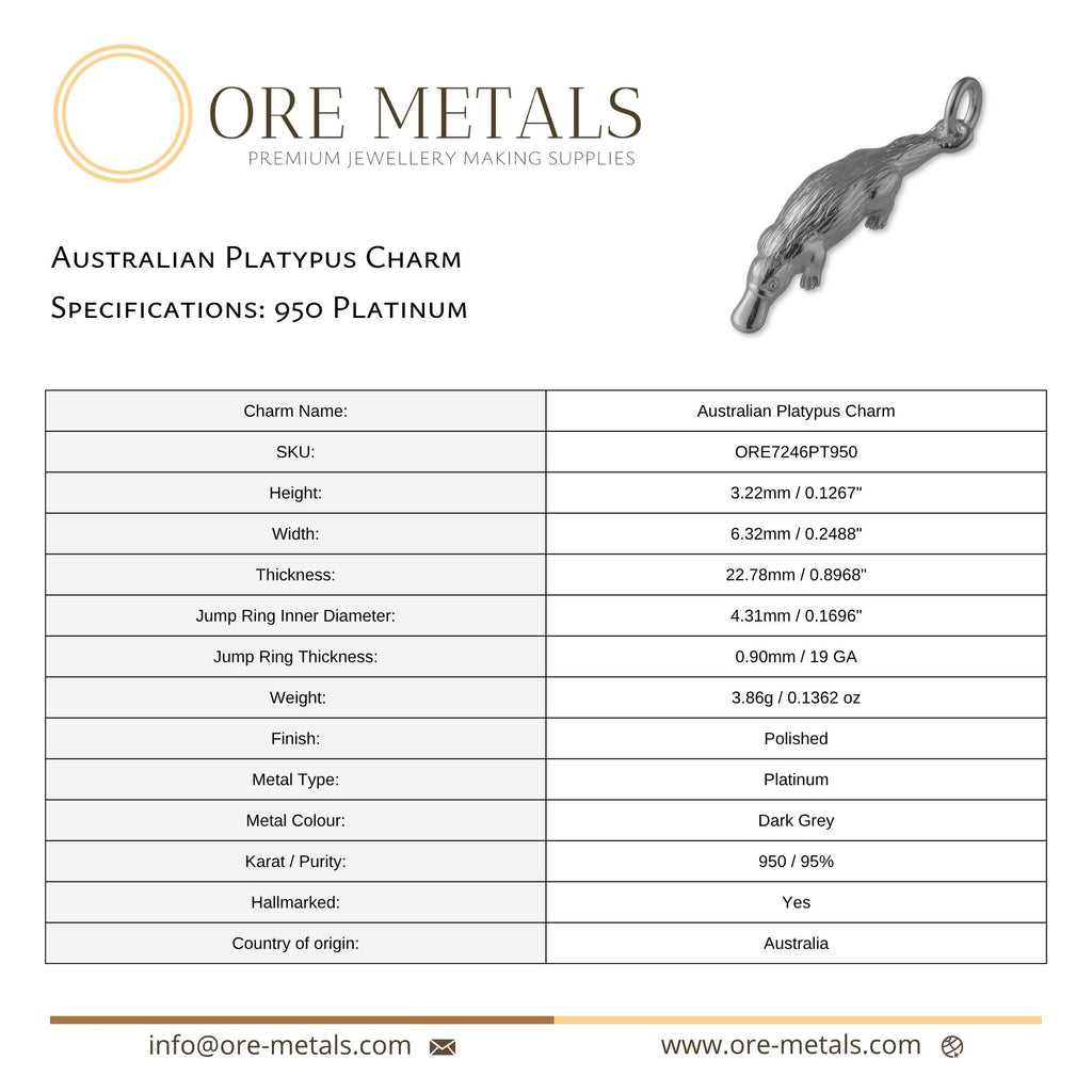 950 Platinum - Australian Platypus Charm