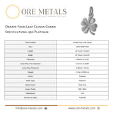 950 Platinum - Ornate Four-Leaf Clover Charm