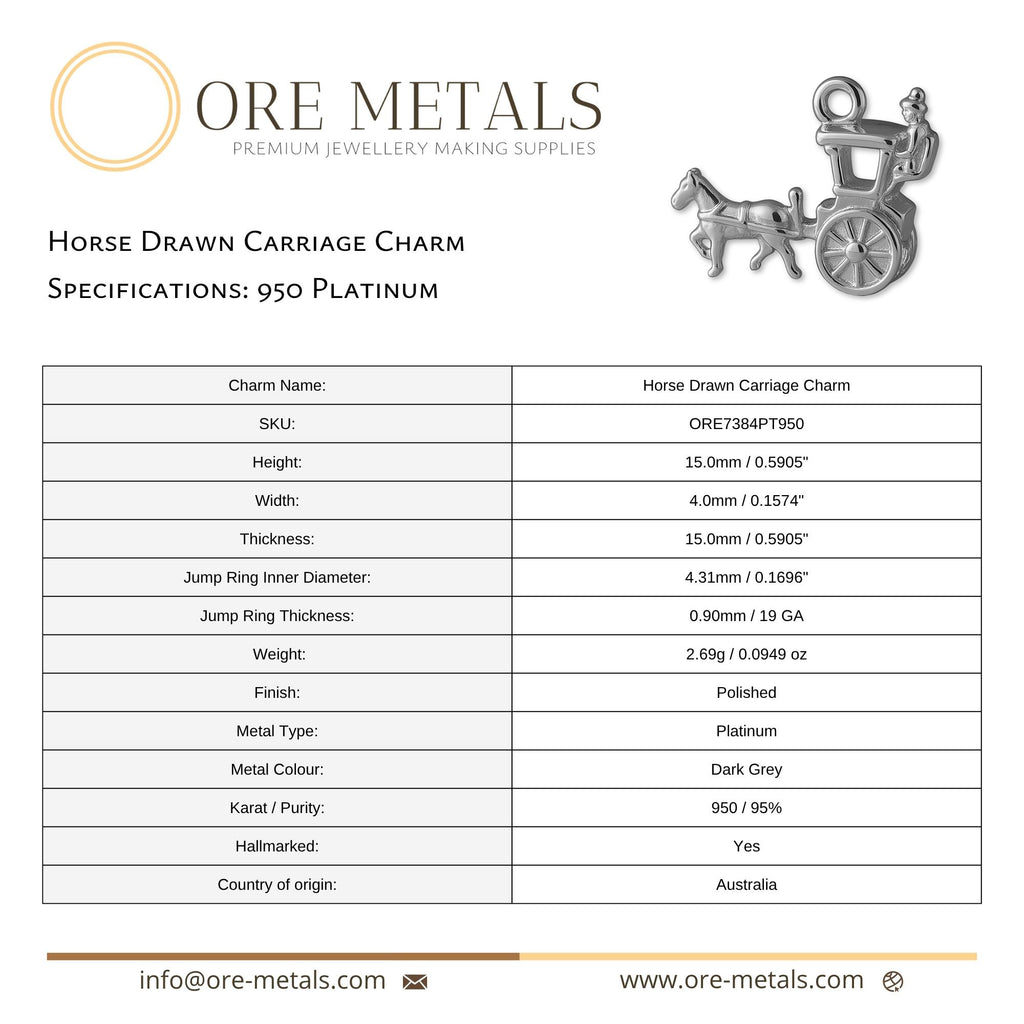 950 Platinum - Horse Drawn Carriage Charm