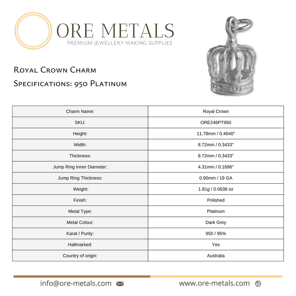 950 Platinum - Royal Crown Charm