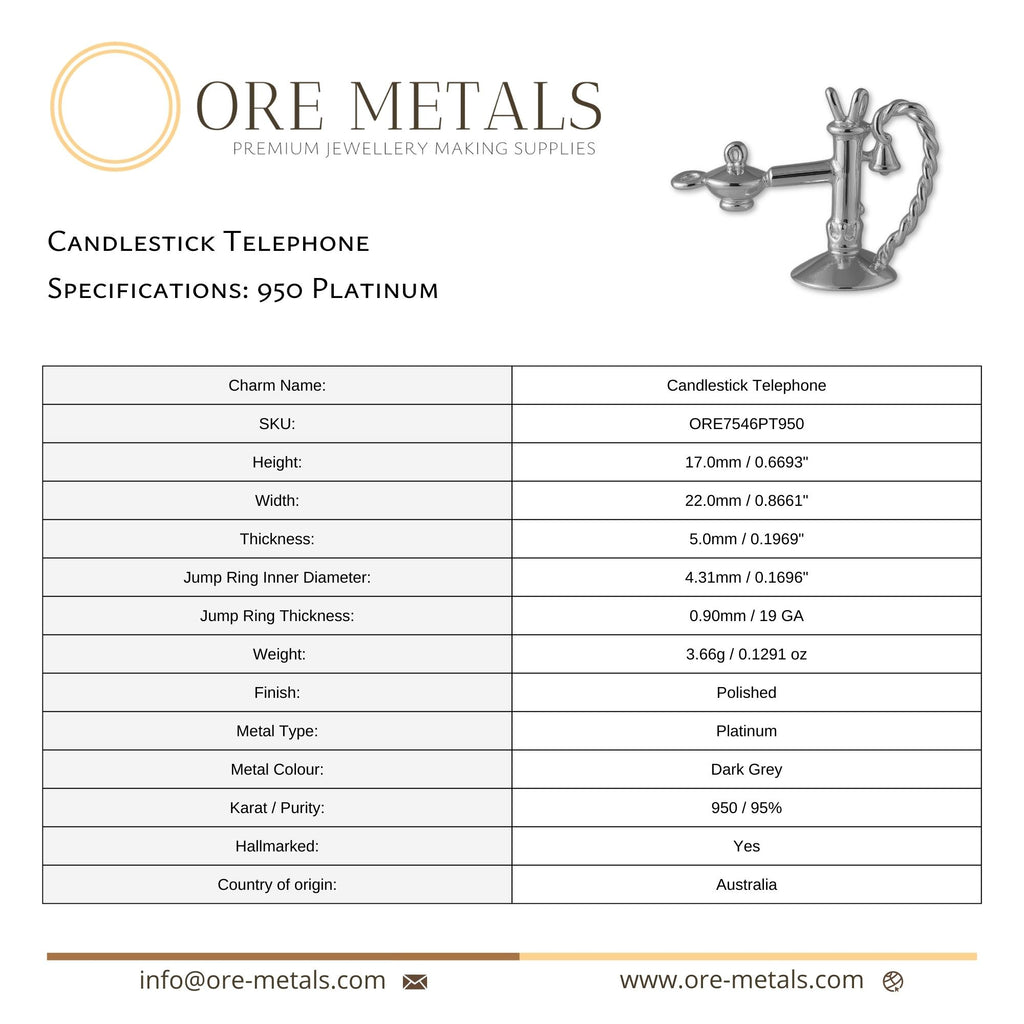 950 Platinum - Candlestick Telephone Charm