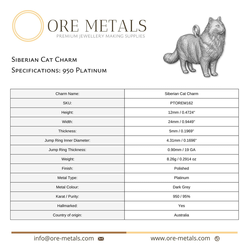 950 Platinum - Siberian Cat Charm