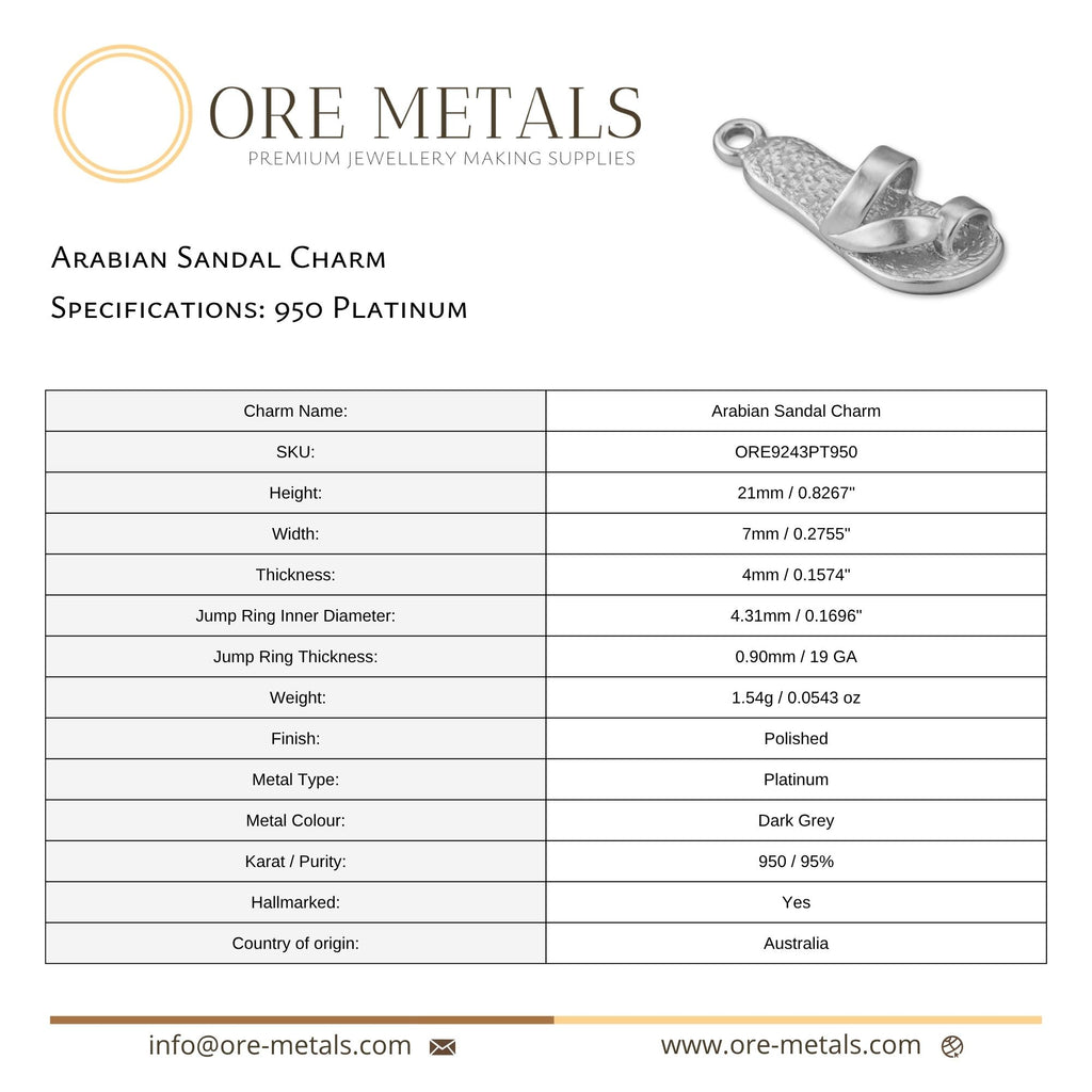 950 Platinum - Arabian Sandal Charm