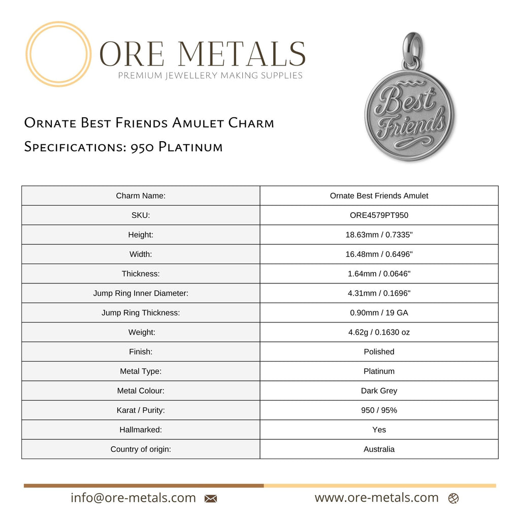 950 Platinum - Ornate Best Friends Amulet Charm