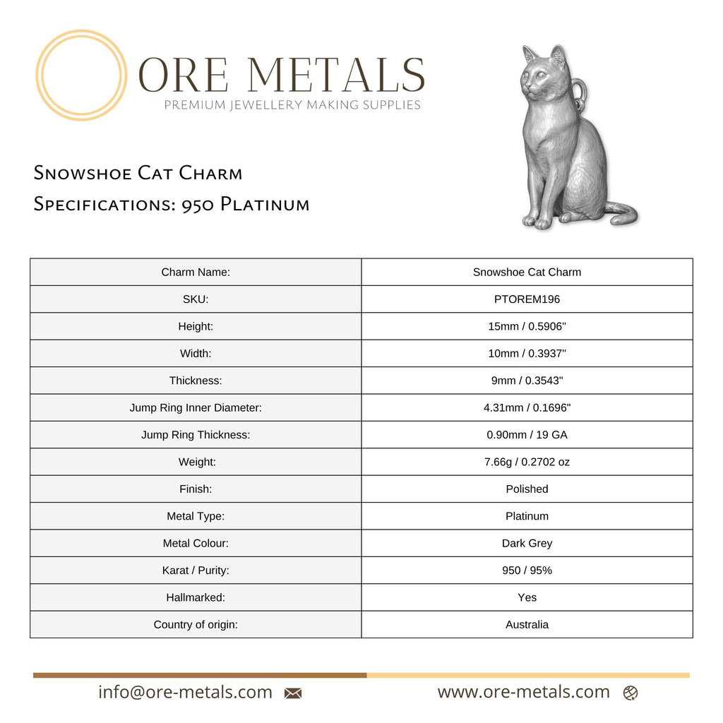 950 Platinum - Snowshoe Cat Charm